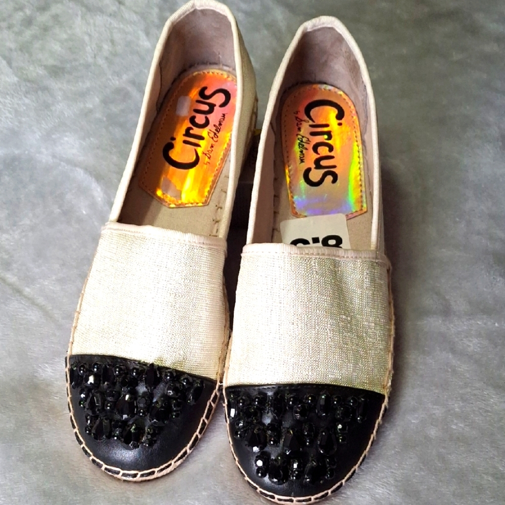 Circus by Sam Edelman Black and Cream Espadrilles
